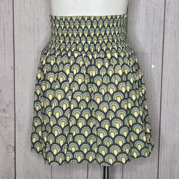 Kate Quinn Organic Cotton Smocked Skirt – Retro Rainbow Print, sz Large - Picture 4 of 5